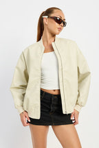 Blouson Bomber Coupe Oversize avec Fermeture Zippée pour Femme | Idéal pour les Tenues Quotidiennes et les Sorties Urbaines