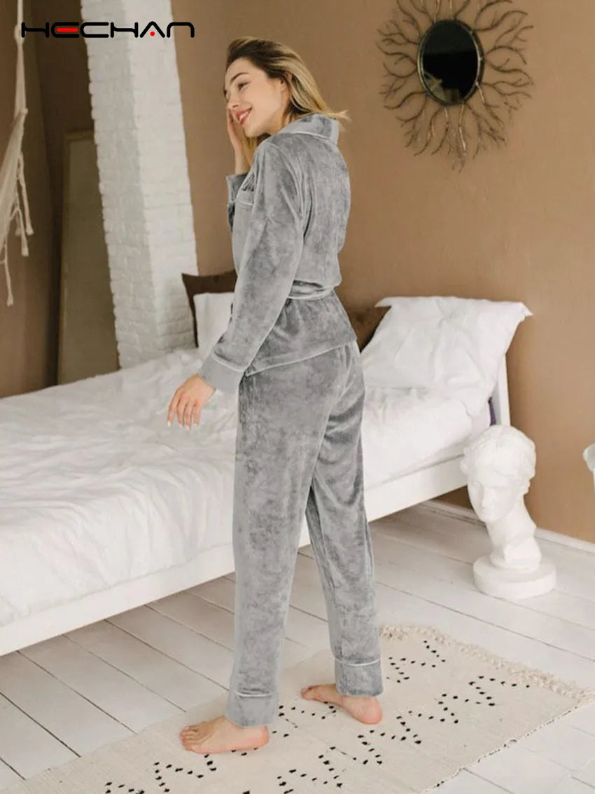 Ensemble Pyjama Deux Pièces À Manches Longues pour Femmes | Idéal pour L’Hiver Et Les Soirées À La Maison