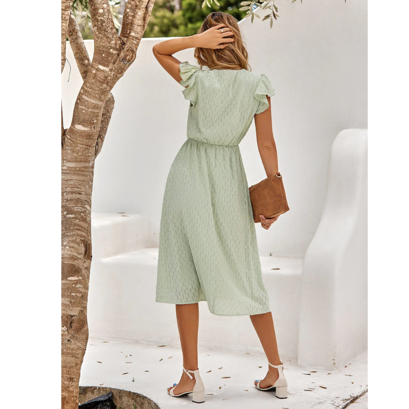 Robe D'Été À Manches Courtes Avec Volants Pour Femme | Idéale Pour Sorties Estivales Et Activités Quotidiennes