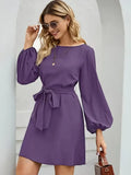 Robe Ceinturée à Manches Lanterne pour Femme | Idéale pour le Travail et les Sorties