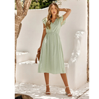 Robe D'Été À Manches Courtes Avec Volants Pour Femme | Idéale Pour Sorties Estivales Et Activités Quotidiennes