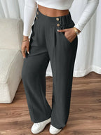 Pantalon Large À Taille Élastique Avec Poches Latérales Pour Femme | Idéal Pour Usage Quotidien