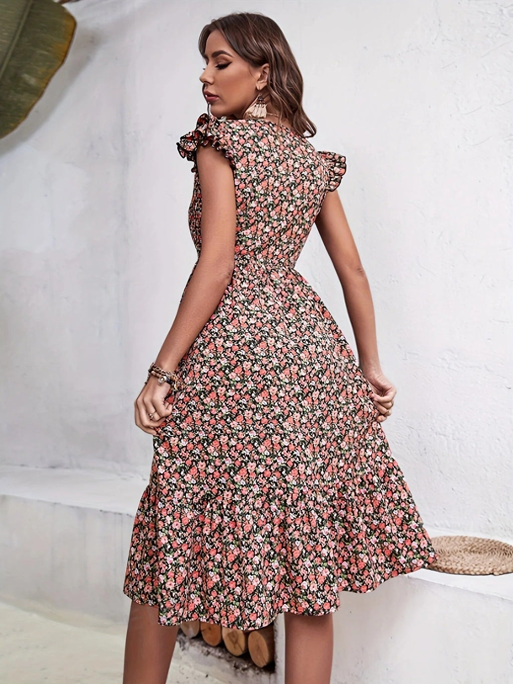 Robe Midi à Imprimé Floral pour Femme | Idéale pour les Mariages et les Événements de Printemps