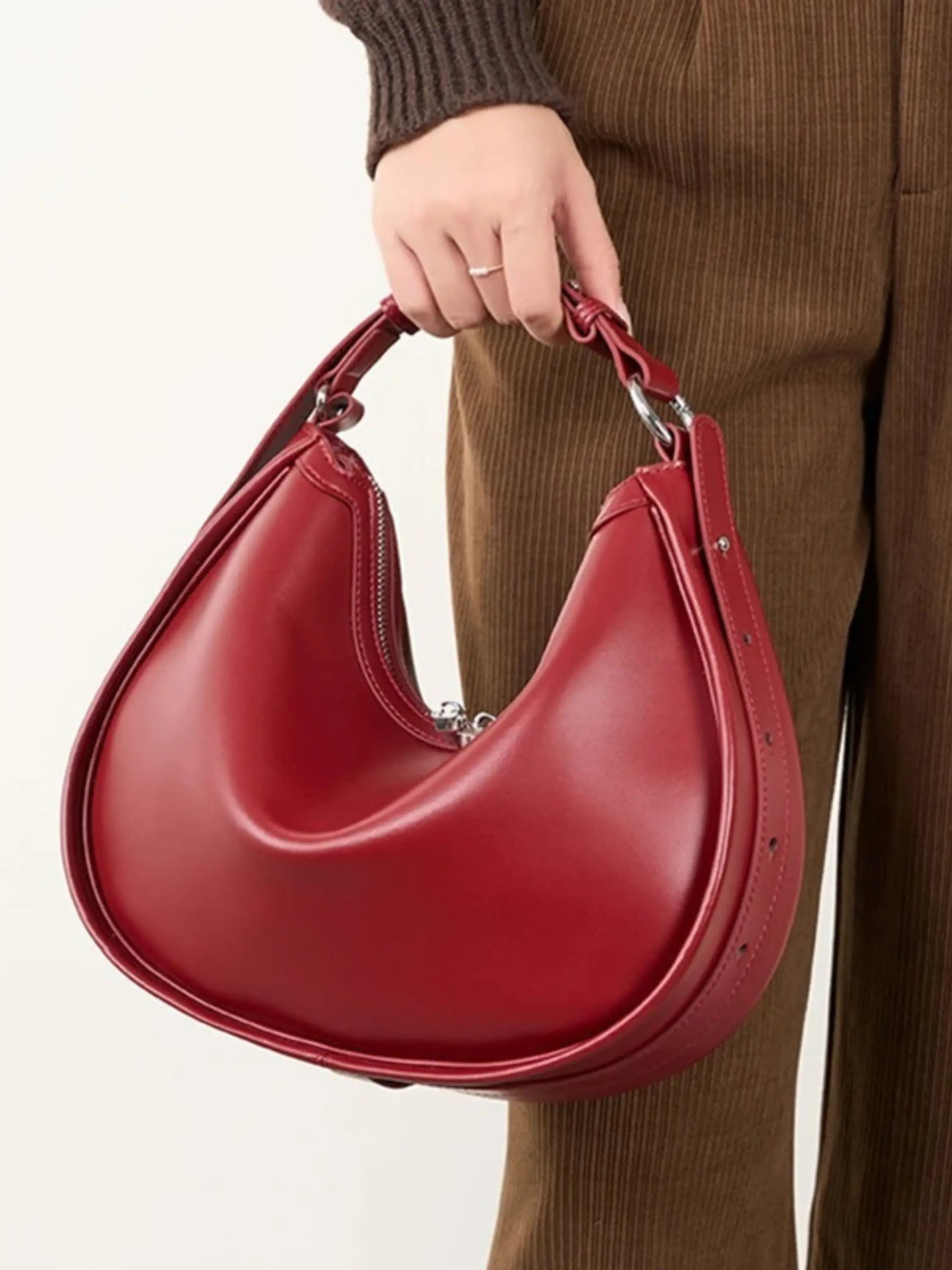 Sac Bandoulière Demi-Lune Avec Fermeture À Glissière Pour Femmes | Idéal Pour Usage Quotidien Et Sorties