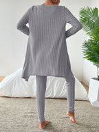 Ensemble Décontracté À Côtes avec Gilet, Top Et Pantalon pour Femme | Idéal pour Le Quotidien