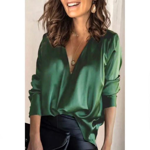 Blouse À Col V Avec Coupe Ample Et Manches Légèrement Évasées Pour Femme | Idéale Pour Toutes Les Saisons Et Les Occasions Quotidiennes