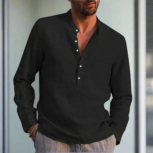 Chemise À Manches Longues Avec Poche Poitrine Et Coupe Décontractée Pour Homme | Idéale Pour Saison Chaude