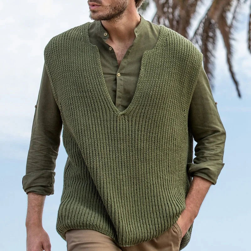 Pull Tricoté Sans Manches pour Hommes | Idéal pour la Superposition
