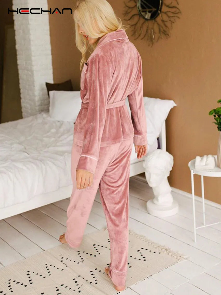 Ensemble Pyjama Deux Pièces À Manches Longues pour Femmes | Idéal pour L’Hiver Et Les Soirées À La Maison