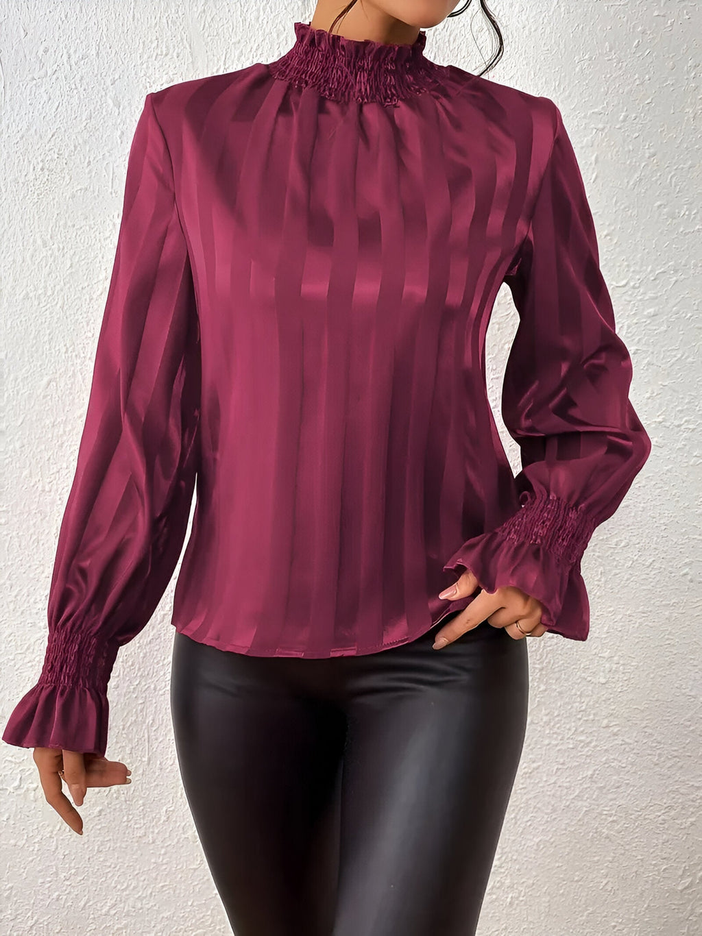 Blouse À Manches Longues Avec Design Plissé Pour Femme | Idéal Pour Les Occasions Quotidiennes Et Professionnelles