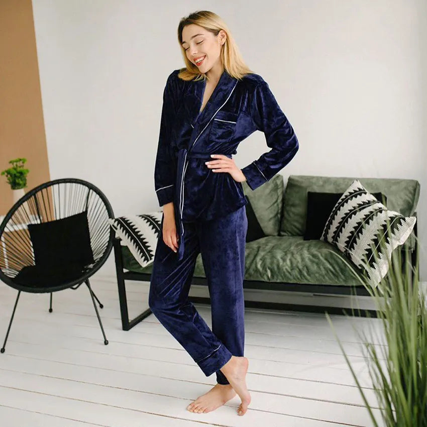 Ensemble Pyjama Deux Pièces À Manches Longues pour Femmes | Idéal pour L’Hiver Et Les Soirées À La Maison