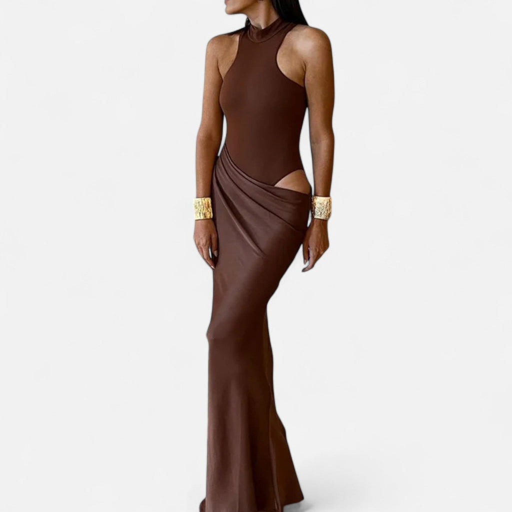 Robe Maxi Avec Col Montant Et Coupe Ajustée Pour Femme | Idéale Pour Les Occasions Formelles