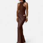 Robe Maxi Avec Col Montant Et Coupe Ajustée Pour Femme | Idéale Pour Les Occasions Formelles