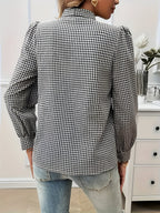 Blouse à Carreaux avec Détail Nœud pour Femme | Idéale pour Usage Quotidien et Bureau
