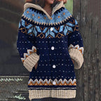 Gilet À Capuche avec Boutons Et Motif Multicolore pour Femme | Idéal pour L’Hiver