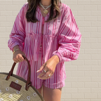 Ensemble Rayé Deux Pièces avec Blouse à Volants et Short pour Femme | Idéal pour l'Été Décontracté