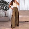 Pantalon Taille Haute Avec Jambes Larges Pour Femmes | Idéal Pour Travail Et Loisirs