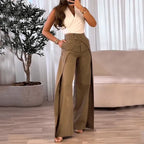 Pantalon Taille Haute Avec Jambes Larges Pour Femmes | Idéal Pour Travail Et Loisirs