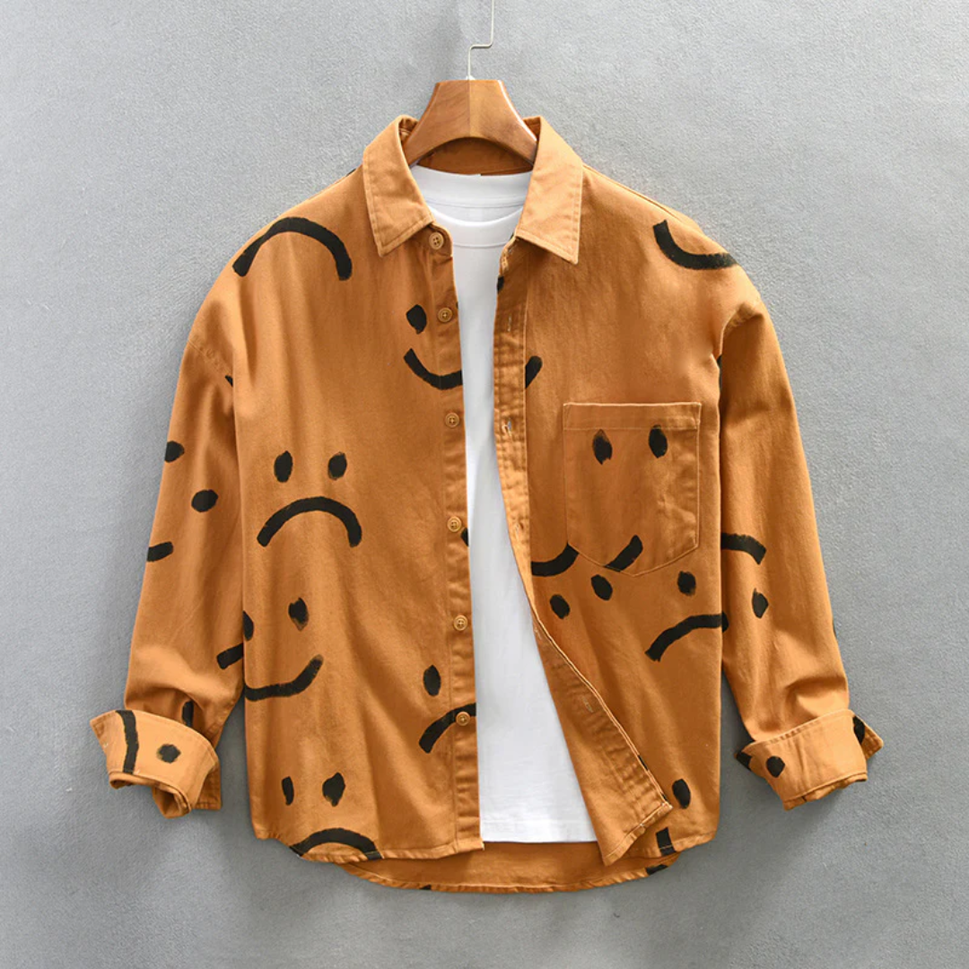 Chemise À Manches Longues Pour Homme Avec Imprimé Smiley | Idéale Pour Usage Quotidien