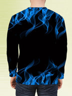T-Shirt À Manches Longues Avec Motif Flammes Et Col Rond Pour Hommes | Idéal Pour Les Tenues Décontractées