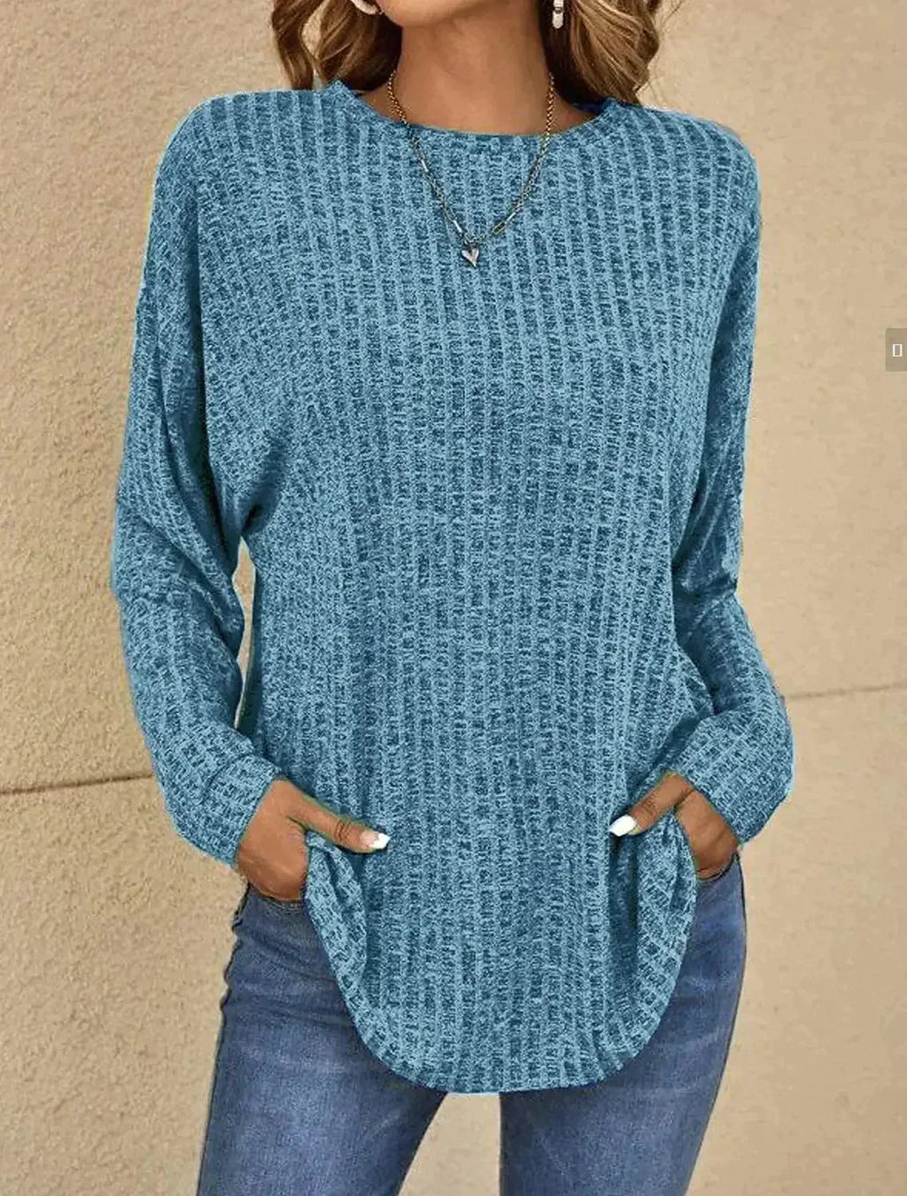 Blouse À Manches Longues Avec Col Rond Et Couleur Unie Pour Femmes | Idéal Pour Usage Quotidien
