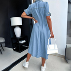 Robe à Manches Courtes avec Boutons pour Femmes | Idéale pour Tenues Décontractées ou Formelles