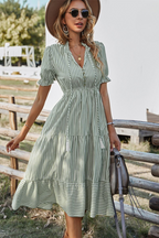 Robe Mi-Longue avec Détail à Nouer pour Femmes | Idéale pour l’Été