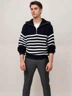 Pull-Over Homme à Rayures avec Fermeture Zippée pour Usage Quotidien | Idéal pour Toutes Occasions