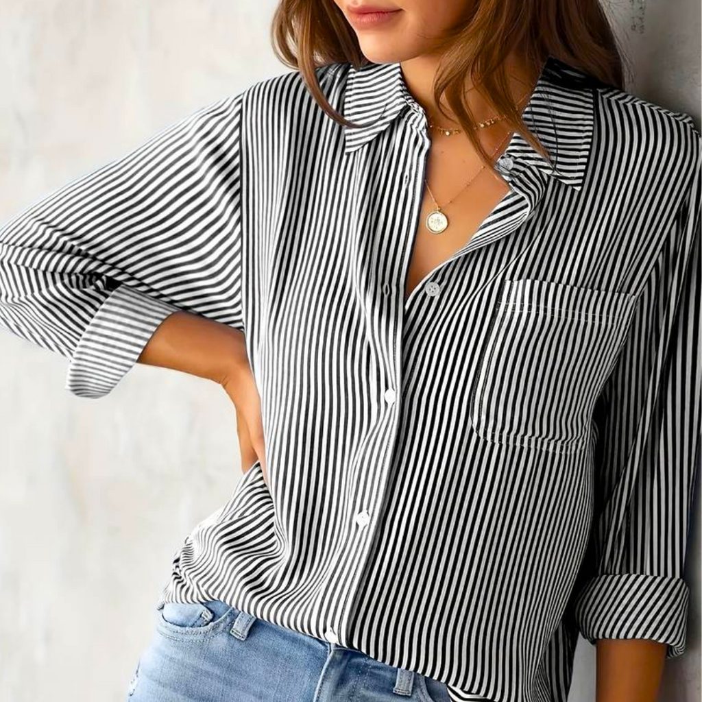 Blouse Rayée À Manches Longues Avec Coupe Ample Pour Femme | Idéale Pour Usage Quotidien Et Loisirs