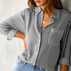 Blouse Rayée À Manches Longues Avec Coupe Ample Pour Femme | Idéale Pour Usage Quotidien Et Loisirs