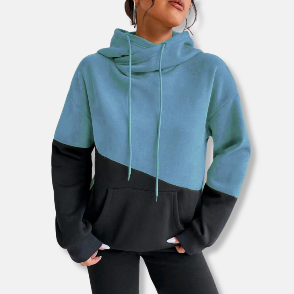 Sweat À Capuche Bicolore avec Poche Kangourou pour Femme | Idéal pour Les Tenues Décontractées
