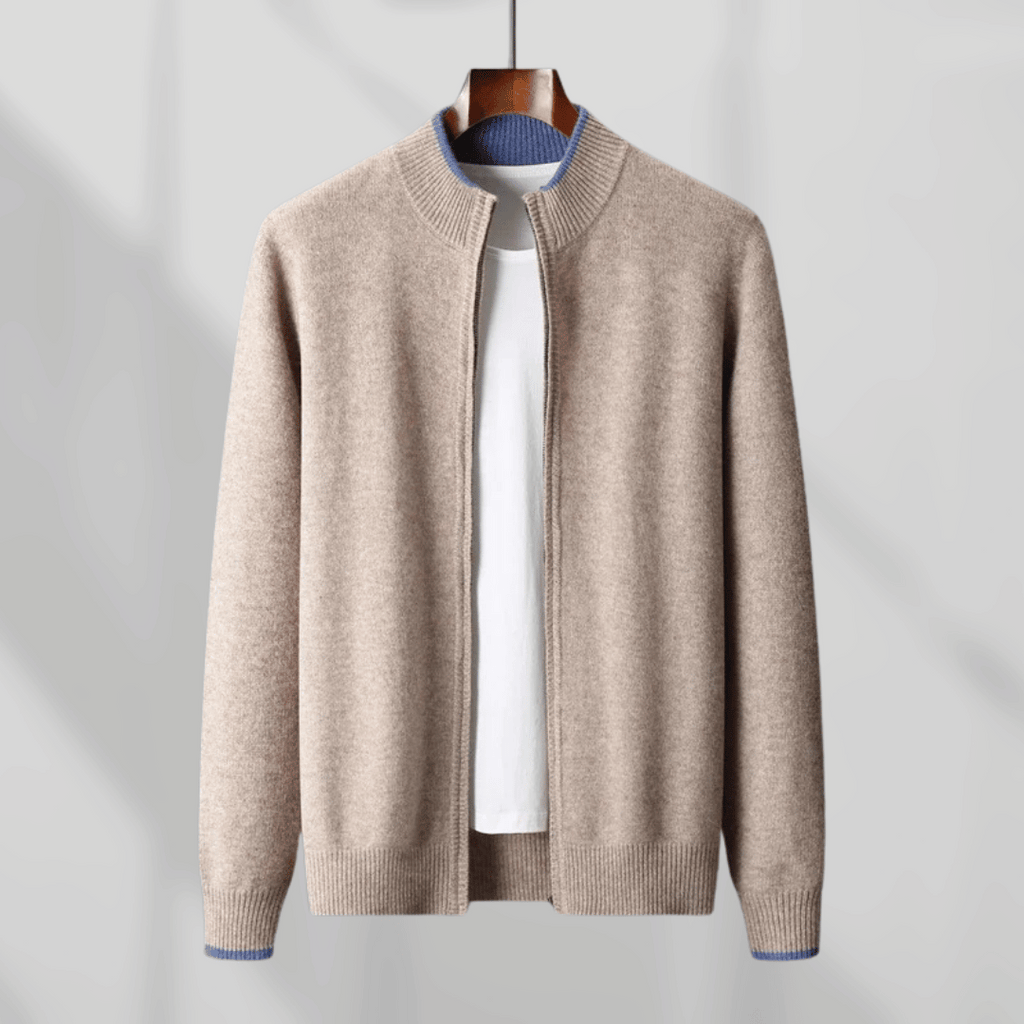 Veste Zippée avec Coupe Ajustée et Détails Côtelés pour Hommes | Idéale pour Automne et Hiver