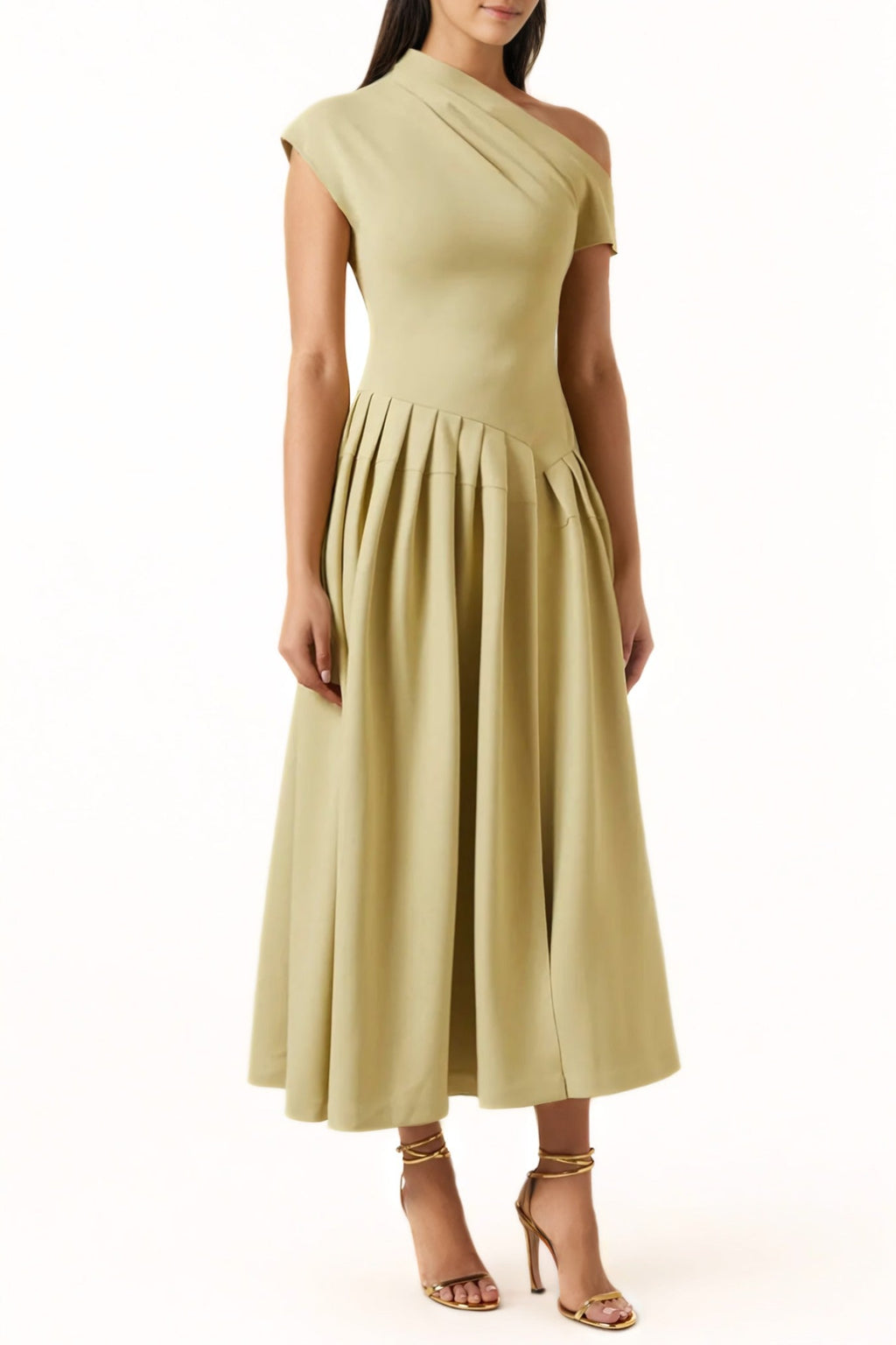Robe Midi Asymétrique Avec Épaule Dénudée Pour Femme | Idéal Pour Soirées Et Événements