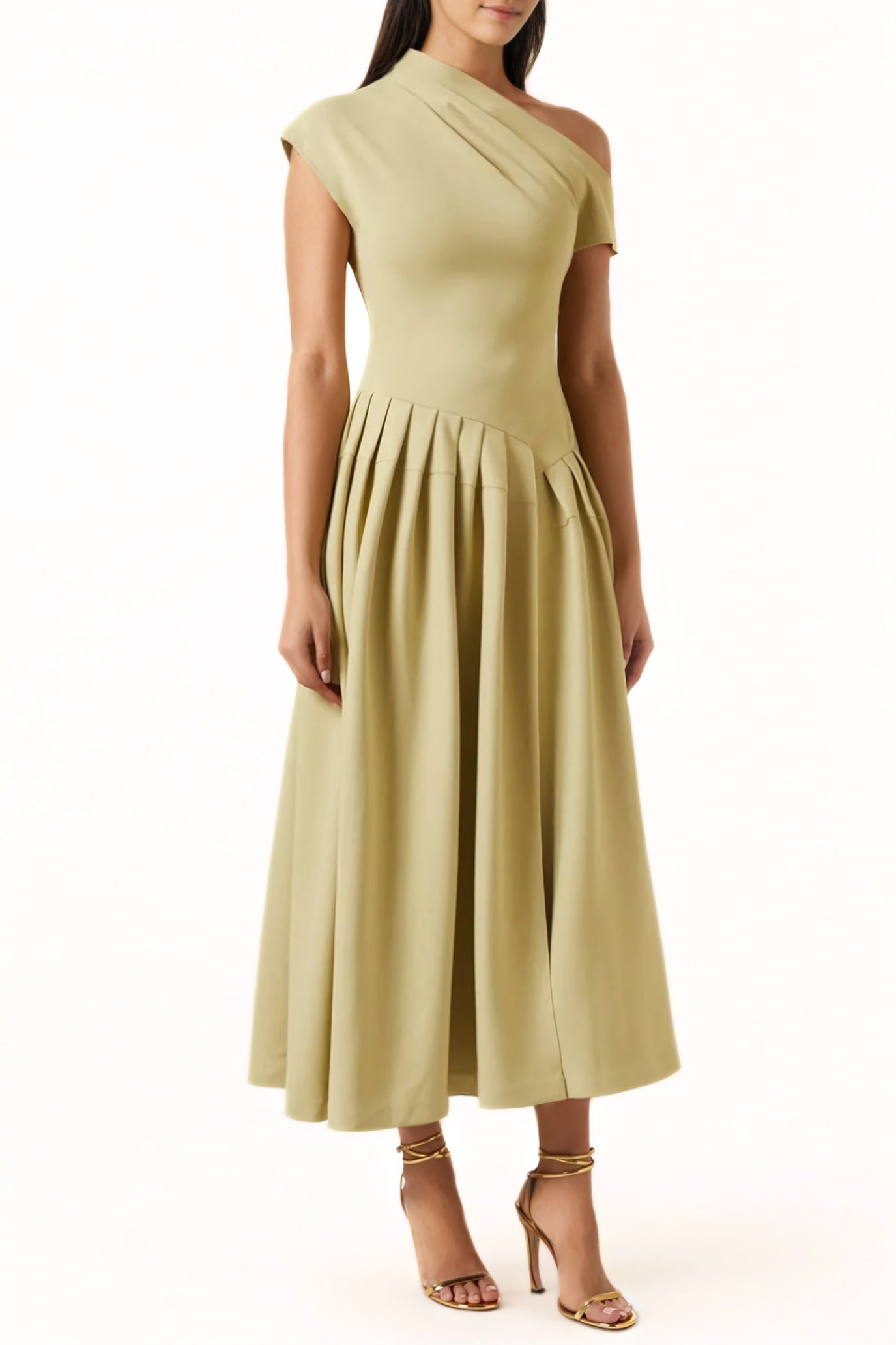 Robe Midi Asymétrique Avec Épaule Dénudée Pour Femme | Idéal Pour Soirées Et Événements