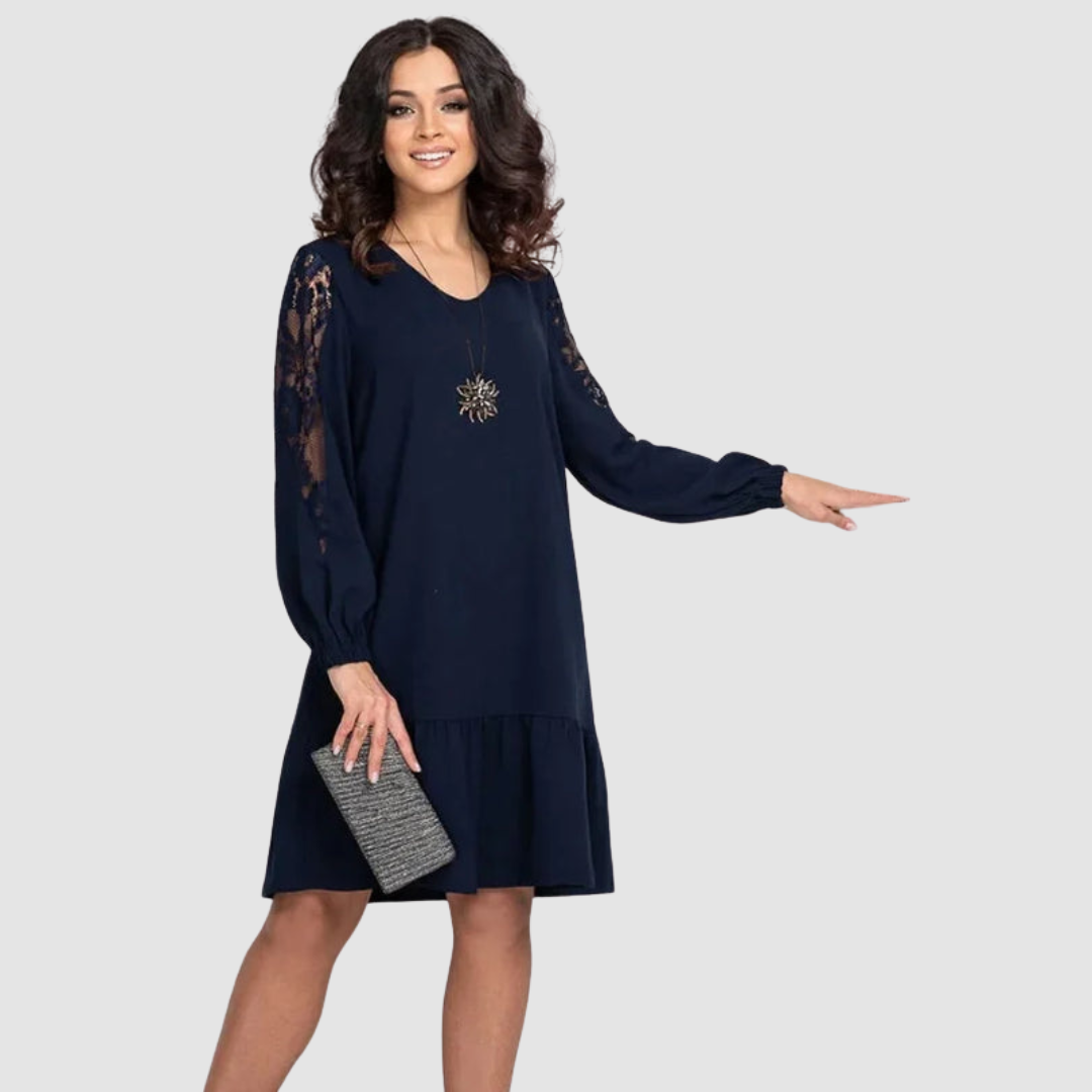 Robe Midi avec Manches à Détails en Dentelle pour Femme | Idéale pour Occasions Décontractées et Formelles
