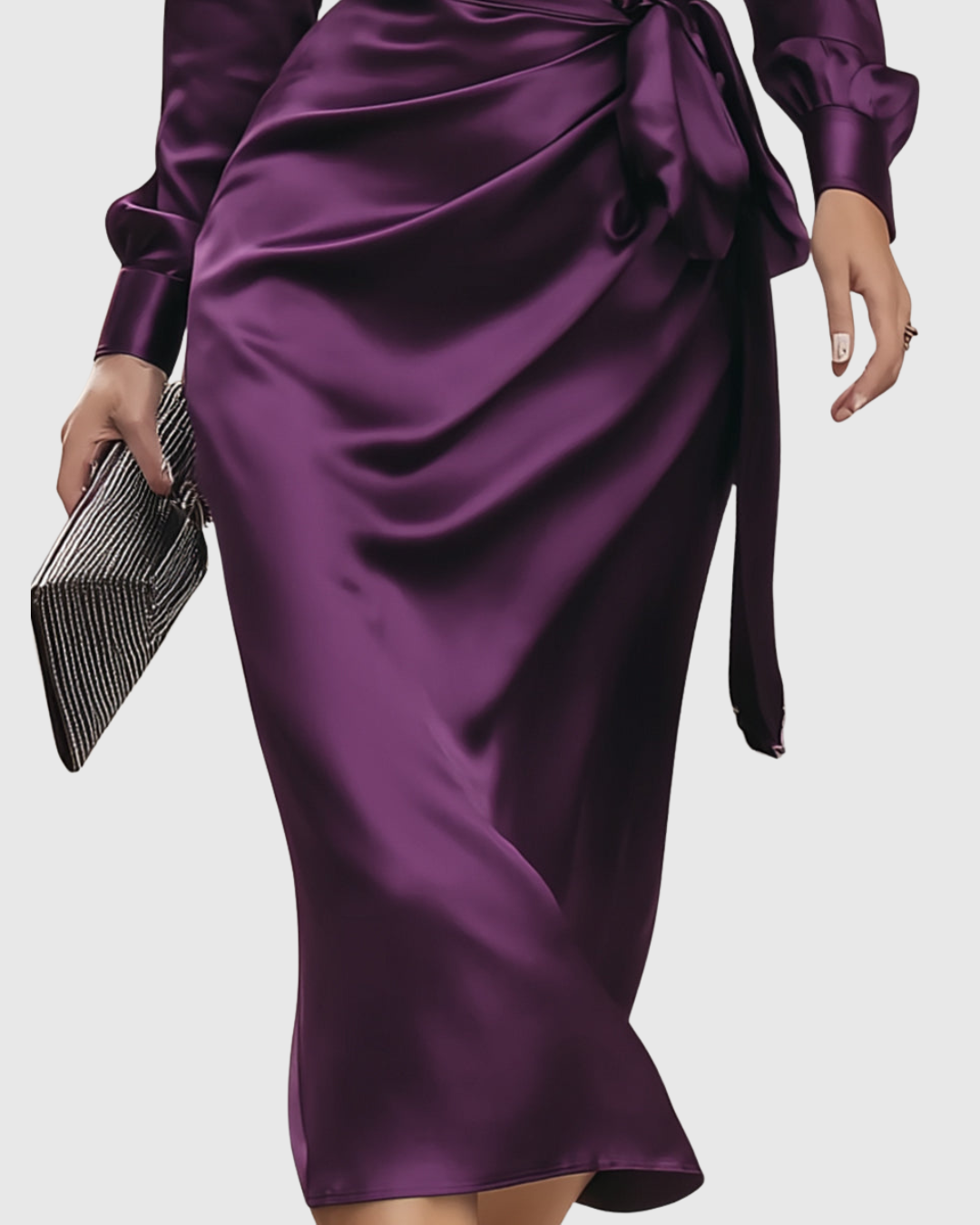 Robe Portefeuille en Satin avec Coupe Ajustable pour Femme | Idéale pour Événements et Soirées
