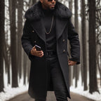 Manteau Long à Double Boutonnage avec Col Revers pour Hommes | Idéal pour l’Automne, l’Hiver et le Printemps