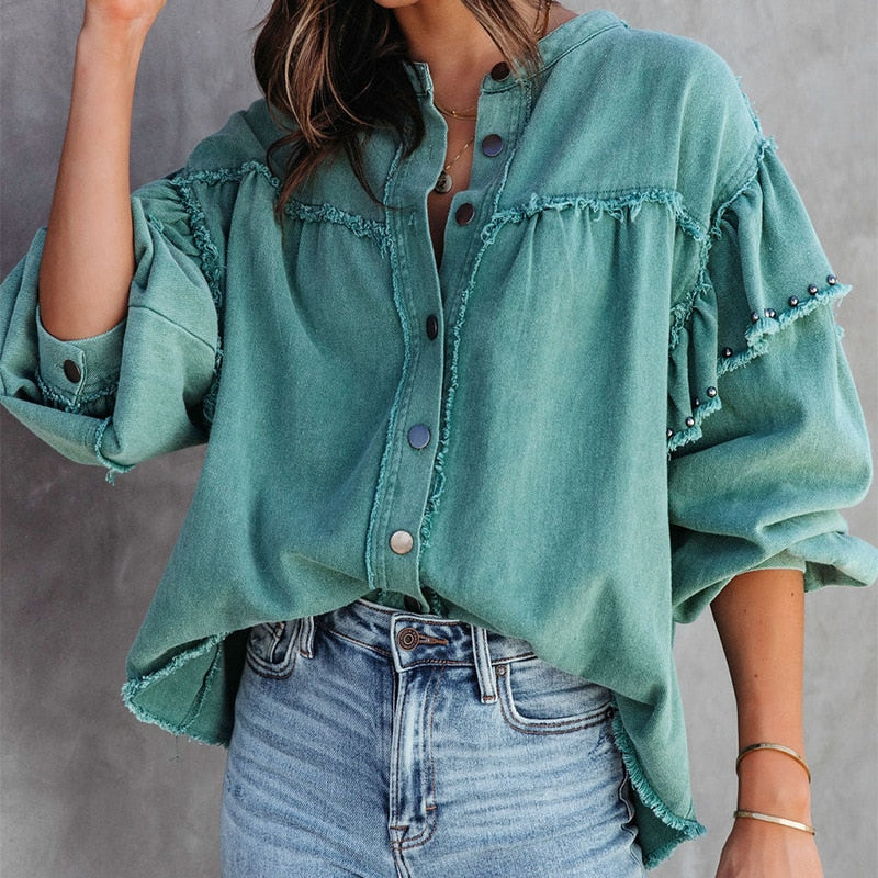 Blouse Avec Manches Lanterne Et Fermeture Boutonnée Pour Femme | Idéal Pour Un Usage Quotidien
