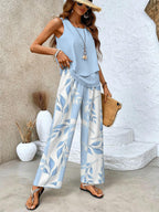 Ensemble Deux Pièces avec Haut à Ourlet Asymétrique et Pantalon Large pour Femme | Idéal pour l’Été