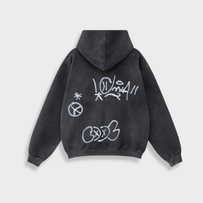 Sweat à Capuche Oversize avec Imprimé Graffiti pour Adultes | Idéal pour les Tenues Urbaines