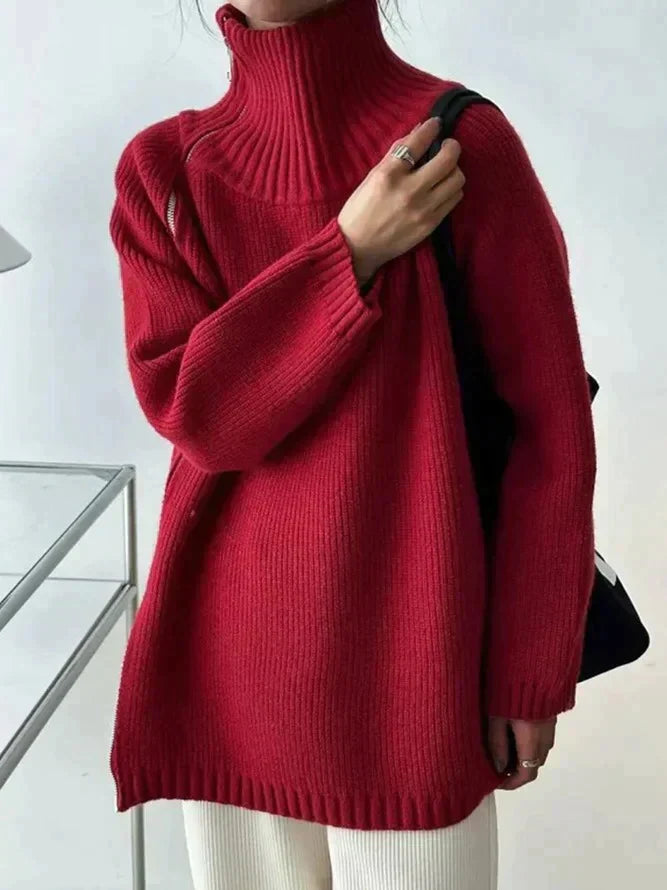 Pull À Col Montant Rouge Pour Femmes | Idéal Pour La Mi-Saison