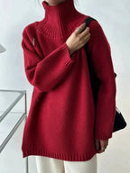 Pull À Col Montant Rouge Pour Femmes | Idéal Pour La Mi-Saison