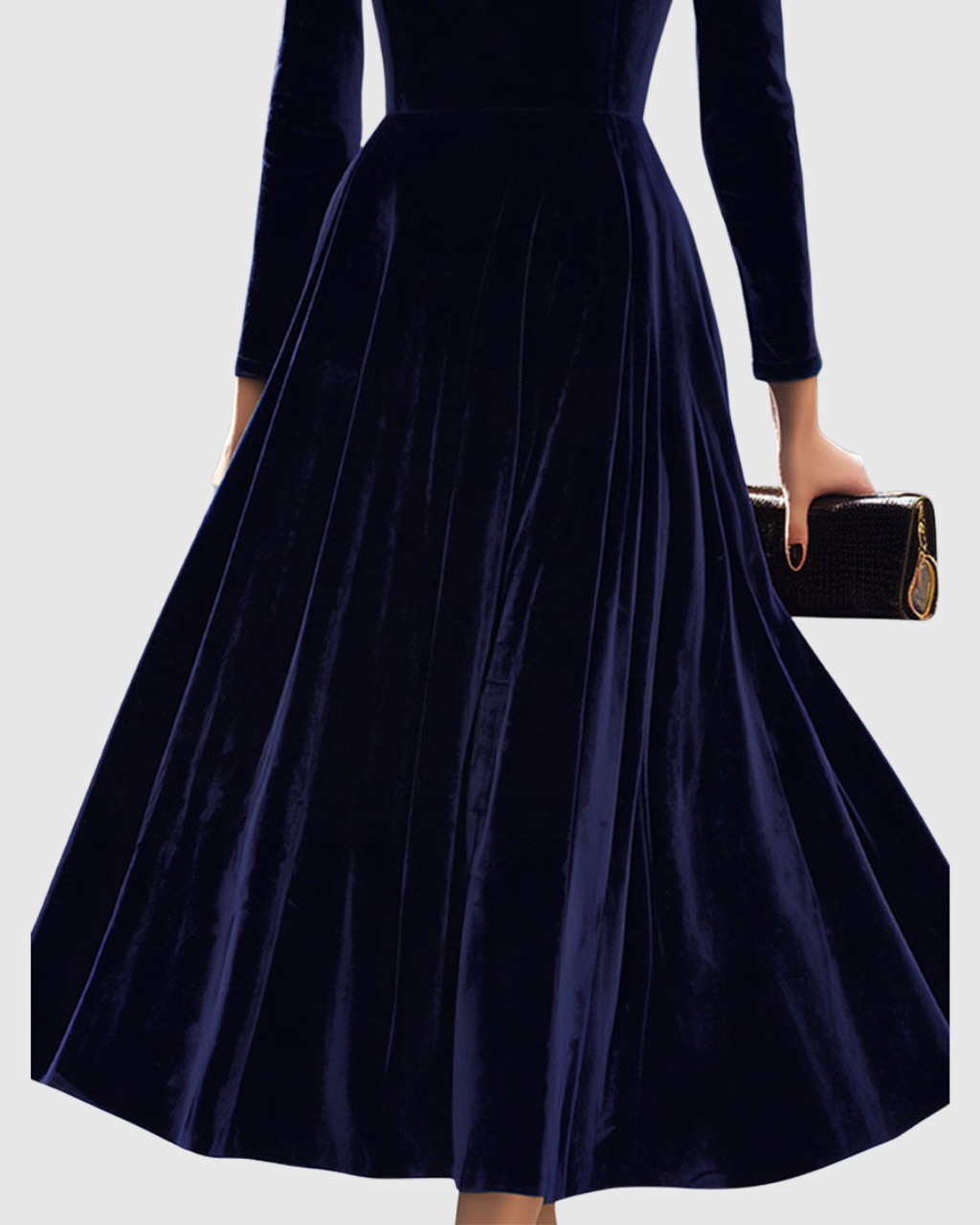 Robe Midi En Velours Avec Coupe Ajustée Et Jupe Évasée Pour Femme | Idéale Pour Les Soirées Et Événements Formels