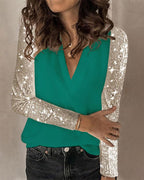 Blouse À Manches Longues Avec Paillettes Multicolores Pour Femmes | Idéal Pour Le Printemps