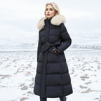 Manteau d’Hiver Long pour Femme avec Coupe Cintrée et Manches Longues | Idéal pour la Saison Froide