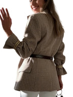 Blazer à Motif Carreaux avec Fermeture Asymétrique pour Femme | Idéal pour Travail et Occasions Quotidiennes