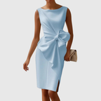 Robe Midi Ajustée avec Détail Nœud à la Taille pour Femme | Idéale pour les Occasions et la Saison Estivale