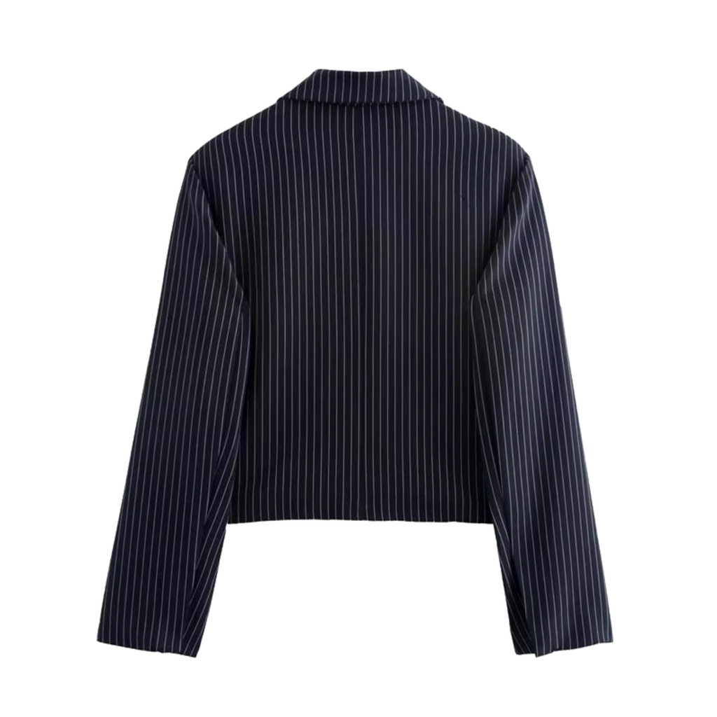 Blazer Court À Double Boutonnage Avec Rayures Pour Femme | Idéal Pour Mi-Saison