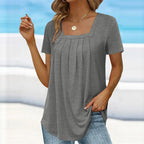 Blouse Légère À Manches Courtes Avec Pli Pour Femme | Idéale Pour les Journées d'Été