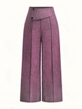 Pantalon Large Taille Haute Avec Plis Frontaux Pour Femme | Idéal Pour Usage Quotidien Et Professionnel
